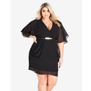 City Chic XS Draped Faux Wrap Dress